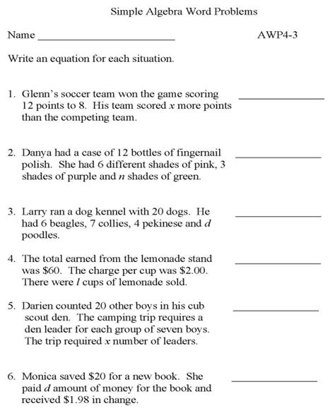 Algebra Word Problems Worksheet / Bluebonkers Algebra Word Problems P3